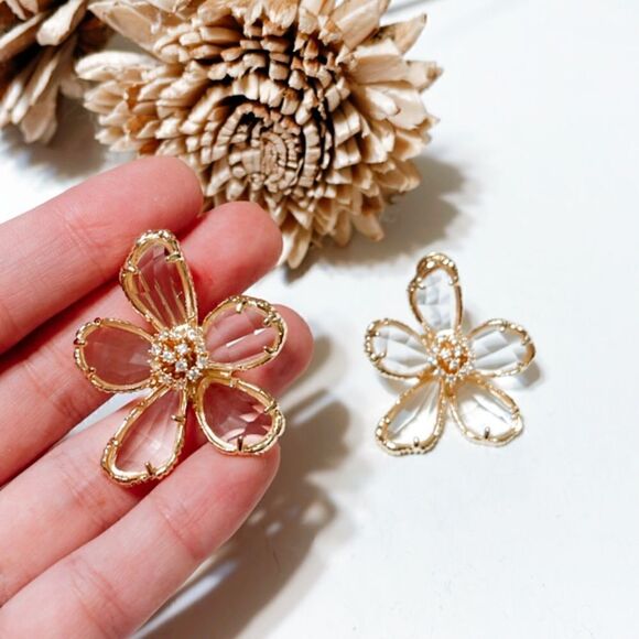 Crystal flower earrings M268 - Picture 5 of 5